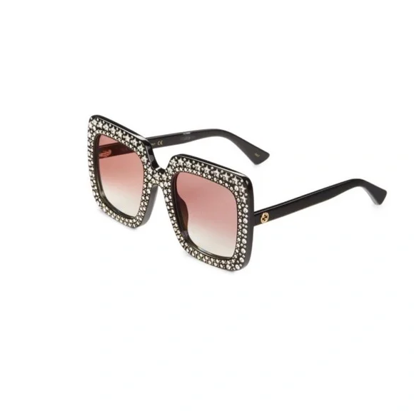 Gucci Black Crystal Retro Oversized Sunglasses Brand New Never Worn - Picture 9 of 16